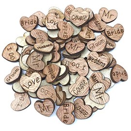 15mm Wedding Mix Love Hearts Wooden Shabby Chic Craft Scrapbook Vintage Confetti Hearts (500)