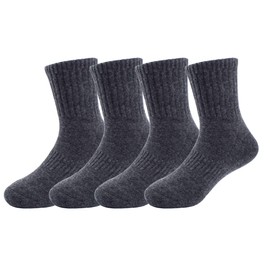 ZGKULAEAOW 4 Pairs Kids School Socks, Sole Pile, Children's Socks, Crew Length, Winter, Autumn, Thick, Solid, Warm, Junior High School Students, Elementary School Students, Junior Arch Support, charcoal