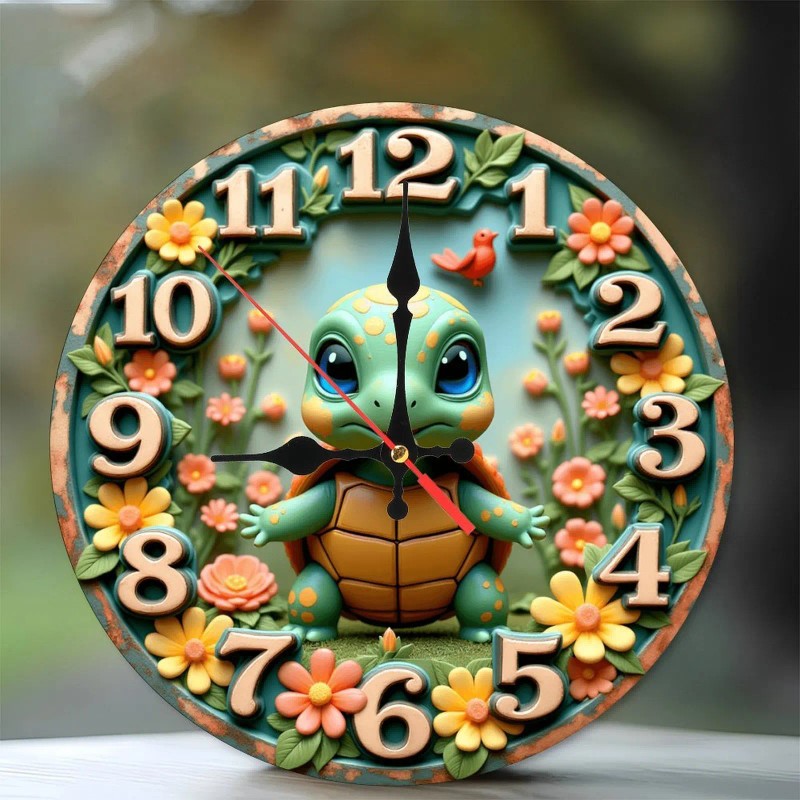 10-Inch Wooden Clock Designed as a Basketball Court with a
