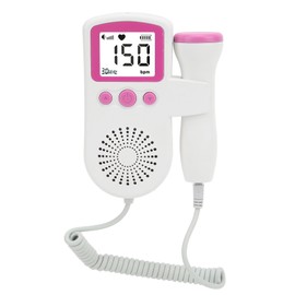 Fetal Heartbeat Monitor LCD Screen Ultrasound High Sensitivity 3.0 MHz Probe Waterproof Low Noise Heart Rate Detection Pink