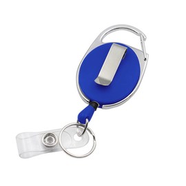 GOGO Carabiner Badge Holder Reels with Back Splint and Key Ring-Solid Blue