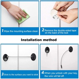 Bestmaple Refrigerator Door Lock with 2 Keys File Drawer Lock Freezer Door Lock Child Safety Cabinet Locks (2 Pcs, Black)