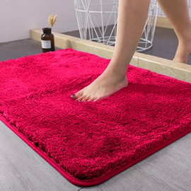 MATENGZIG Plush Microfiber Bath Rugs 20x32, Extra Soft and Absorbent Bath Mat for Tub/Bedroom/Doorway/Kitchen/Balcony, Red