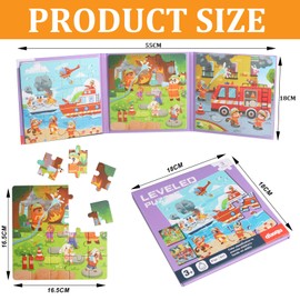 Magnetic Puzzle for Children 16-20-25 Pieces Magnetic Puzzle from 3 Years Children's Puzzle Learning Toy Toddler Travel Games Magnetic Puzzle Car Plane Activity Gift for Girls Boys Fire Brigade
