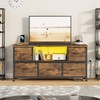 Lulive TV Stand for Bedroom, LED Rustic Brown Dresser for