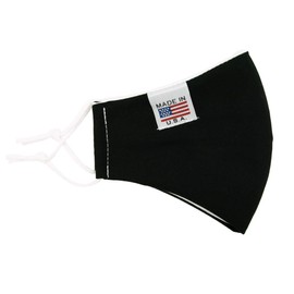 TrendsBlue Made in USA Adult Kid 3 Layers Cotton Reusable Washable Face Mask Cover (Women's, Black)