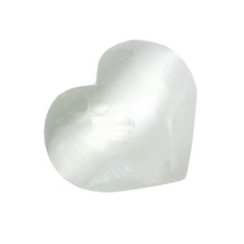 1X - AzureGreen Small White Selenite Heart 1.25" - 2"