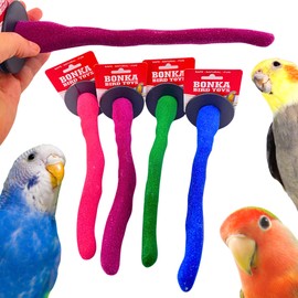 Bonka Bird Toys 1435 Small Orthopedic Sand Perch 11" x 0.75" Polymer Textured Nail Trimming Perch for Parakeets Lovebirds Budgies Conures Cage Foot Health Accessory