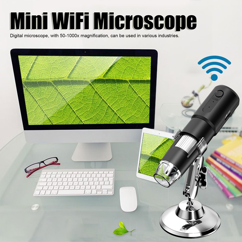WiFi USB Digital Microscope 50‑1000X Magnification 8 LED Light for