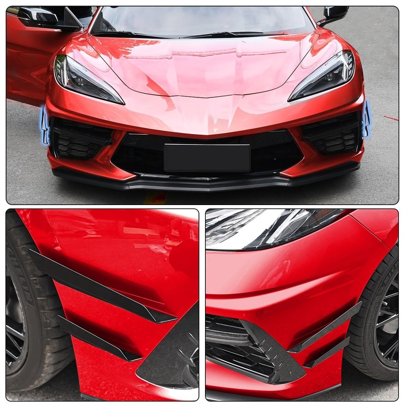 BILLFARO Front Bumper Side Canards,ABS Plastic Front Splitter Fin Body