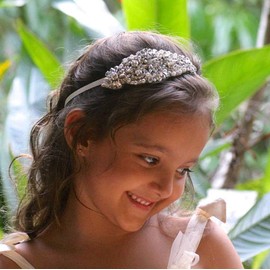 Denifery Flower Girl Headband Rhinestone Headband Baby headbands Headband Bridal Headband Crystal Headband Bling Headband Christening Bow Wedding Hair Accessories