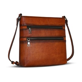 Iswee Women's Crossbody Handbags Leather Shoulder Bag Cross Body Purse Satchel Ladies Tote Hobo with Multi-pockets (Brown)