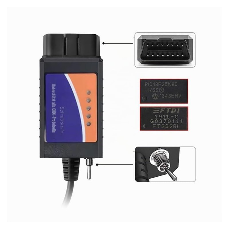 Elm 327 USB elm327 elmconfig obd2 ms hs OBDii OBD2