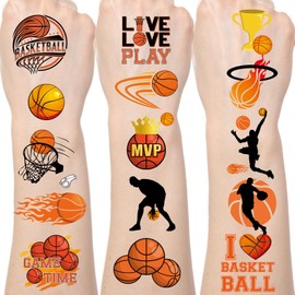 Yoyuspy Basketball Temporary Tattoos Stickers - 200+ Basketball Party Favors Decorations Game Time Tattoo Temporary Gifts for Kids Adults Basketball Birthday Party Decoration Decor Supplies Prizes