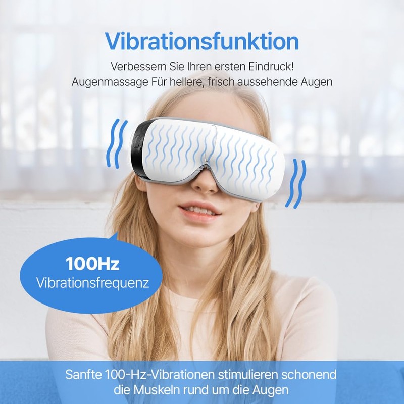 HubiCare Augenmassagegerät Pro mit Wärme & Kühlung, 3D Airbag Vibration,