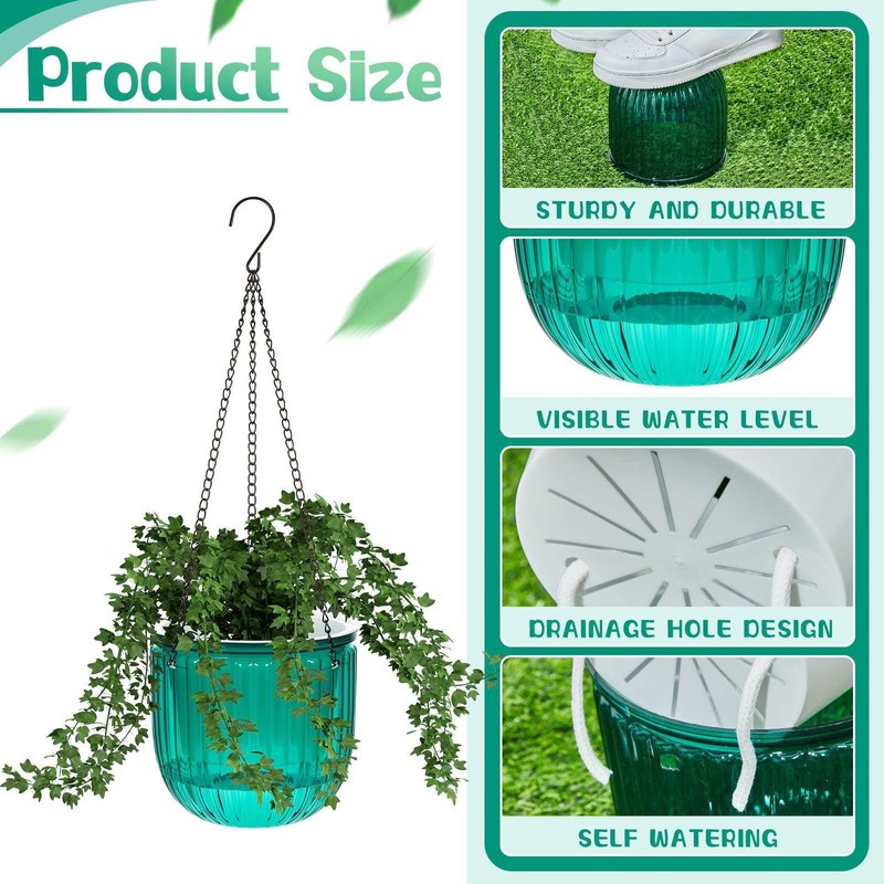Meanplan 4 Pcs Self Watering Hanging Planter Indoor 6.5 Inch
