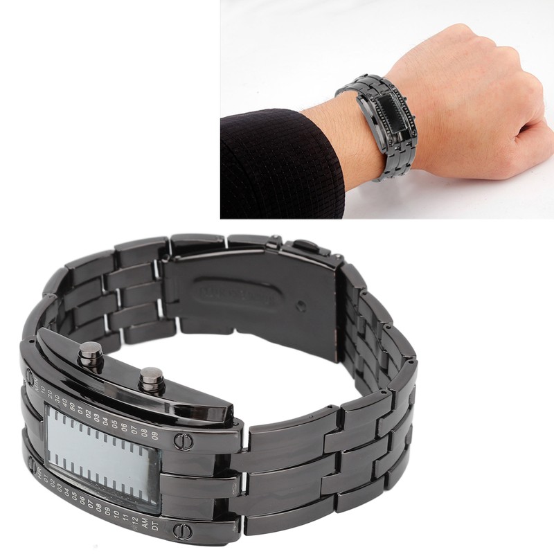 LED Watch Unique Binary Time Mode Display Convex Arc Structure