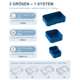 Swkien Children's Lunch Box with Compartments - 1100 ml Lunch Box Children - Leak-proof Lunch Box with Compartments - 3 in 1 Bento Box Nursery Lunch Box - Stackable Snack Box with Lid Lunch Box BPA