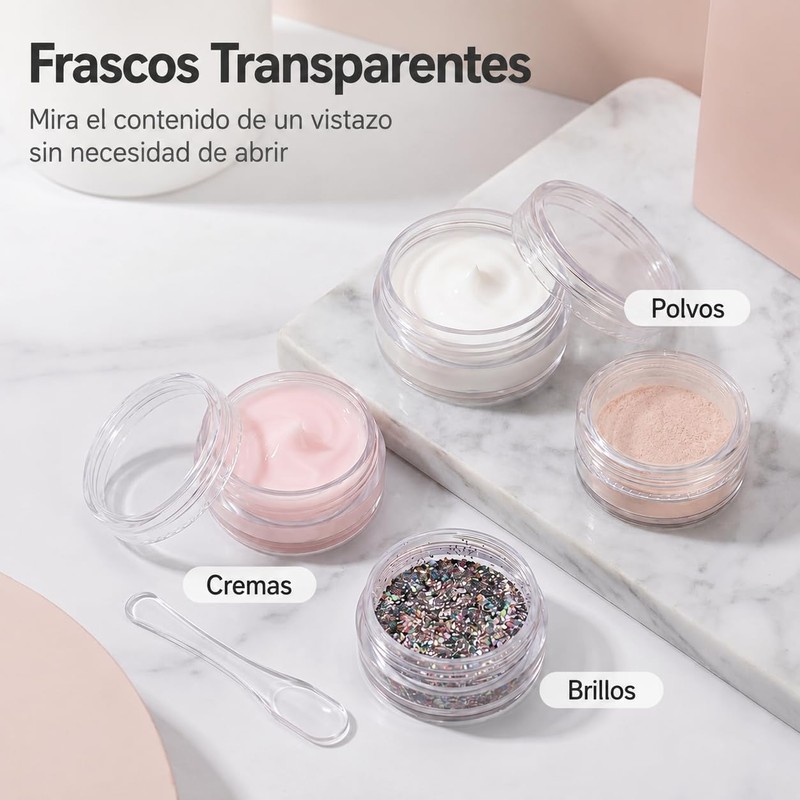Tarros de Viaje Plástico Transparentes 100pcs Envases Mini Frascos y