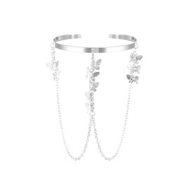 Tibond Boho Upper Arm Cuff Bracelet for Girls Women, Adjustable Gold and Silver Coils Arm Band Cuff Bracelet Punk Bangle Minimalist Style Bangle Open Armlets (H)