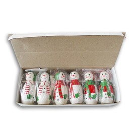 Snowman Ornaments Collection - 6 Painted Wood Christmas Ornaments - 4.5 Inch Snowmen