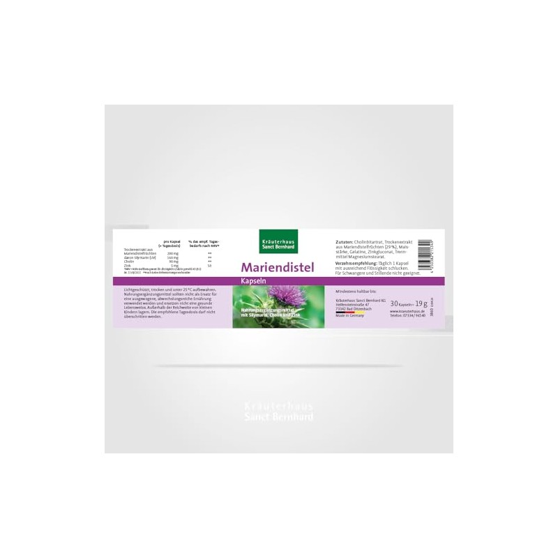 Sanct Bernhard Milk Thistle Capsules with 200 mg Milk Thistle