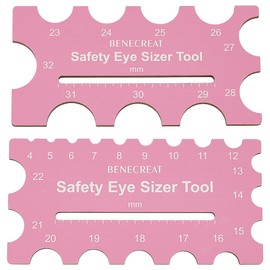 BENECREAT 2Pcs Wood Safety Eyes Sizer Tool, 4~32mm Pink Eye Measuring Ruler, Plush Bear Eye Installation, Doll Crochet Tool, DIY Craft Tool Set