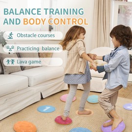 OUTREE Stepping Stones for Kids, 6 Pcs Balance Training and Sensory Coordination Turtle Stepping Stones for Obstacle Course，Non-Slip Bottom Colorful Balance Stones for Indoor or Outdoor Play