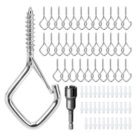 Ticway 35 PCS Q-Hanger Hooks for String Lights, Ceiling Hangers for Plants & Wind Chimes, Christmas Decorations Outdoor Hooks 304 Stainless Steel