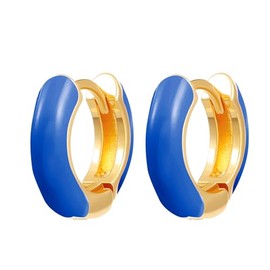 Colorful Enamel Small Hoop Earrings Gold Plated Bohemian Charm Pink Thick Mini Round Circle Tiny Huggie Hoop Earrings for Women Minimalist Birthday Christmas Prom Party Trendy Jewelry Gifts (Dark blue)