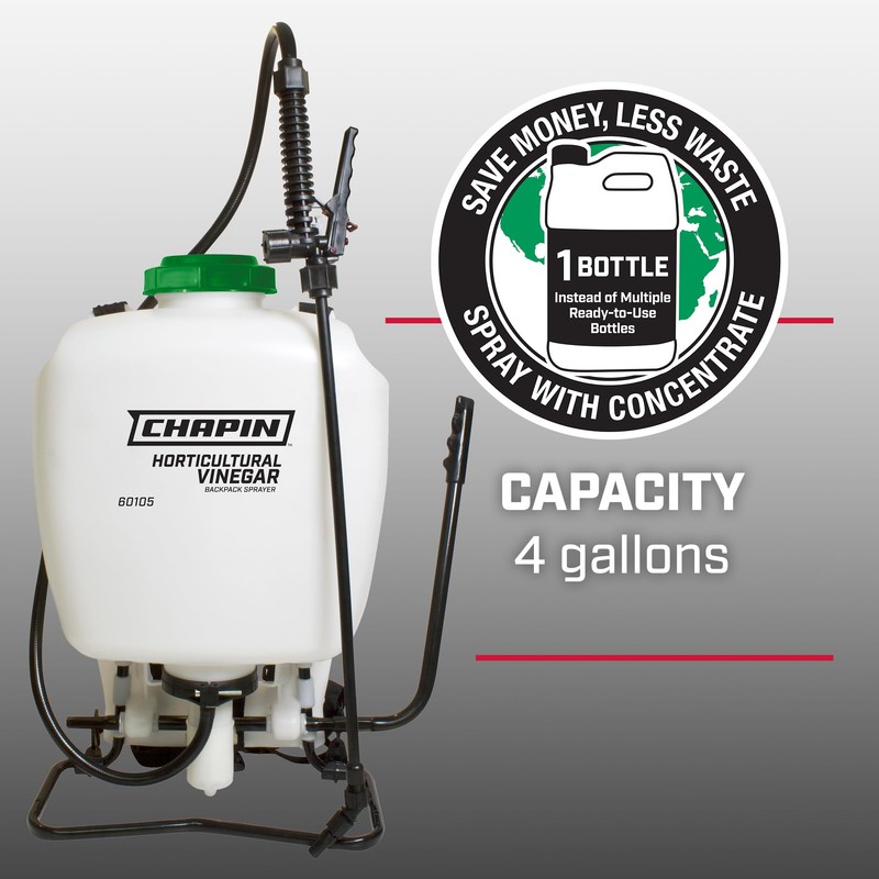 Chapin International 60105 4-Gallon Horticultural Vinegar Backpack Sprayer, Translucent White