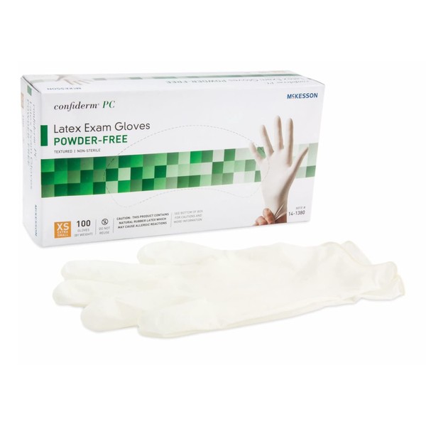 McKesson Confiderm Latex Exam Gloves, Non-Sterile Medical Gloves with Textured