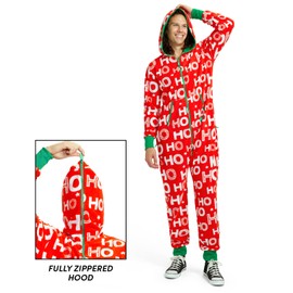 Tipsy Elves Christmas Onesies for Adults - Comfy Unisex Matching Holiday Jumpsuits with Convenient Pockets - Cozy Red Hohoho Christmas Jumpsuit Size Medium