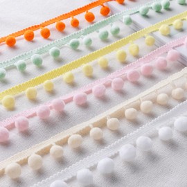 GreatRise Pompom Border Colourful Pom Poms Tassel Border Lace Ribbon with 1.2 cm Pompoms Bobble Border Pompom Ribbon Tassel Trim Ribbon for Crafts Sewing Clothing Home Decorating Yellow 5 Yard