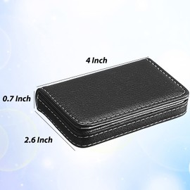 Outus 2 Pieces Business Card Holder, Business Card Wallet Leather Business Card Case Pocket Business Name Card Holder with Magnetic Shut, Credit Card ID Case wallet (Blue and Black)