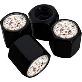 Metal Tire Valve Stem Caps 4 Pack,Car Wheel Stem Caps, Aluminum Universal Air Valve Covers for Cars, Trucks, SUVs, Bikes, Motorcycles, Bicycles(Coffee Bean)