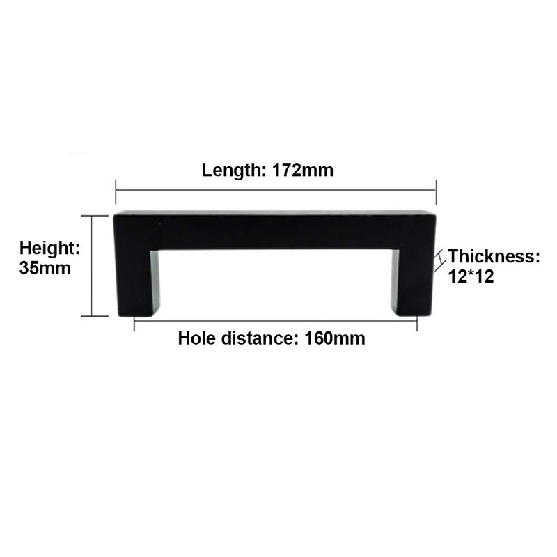 ANSIEDIO 2 Pack Black Stainless Steel Cupboard Handles - 160mm