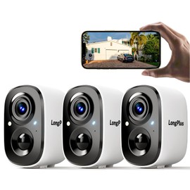 LongPlus Security Cameras Wireless Outdoor Camera Wireless Camera for Home Security, 3 Pack 2K Battery Powered WiFi Cameras with AI Motion Detection, 2-Way Talk, Cloud/SD Storage
