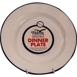 Genware 45026 Enamel Wide Rim Plate, 26 cm, White/Blue