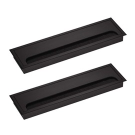 LIKERAINY Cable Bushing Desk Table Grommets 80x 280mm Cable Outlet Tidy Cover Insert Rectangular Cube Wire Organiser Aluminum Anodised Black Pack of 2