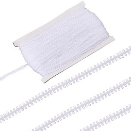CABODYALS 50 Yards 0.31 Inch White Gimp Braid Trim Vintage Mini Lace Fringe Upholstery Cord Polyester Decorative Webbing Fabric Ribbon for Sewing Costume Home Decoration Gift Wrapping Diy Craft Supply