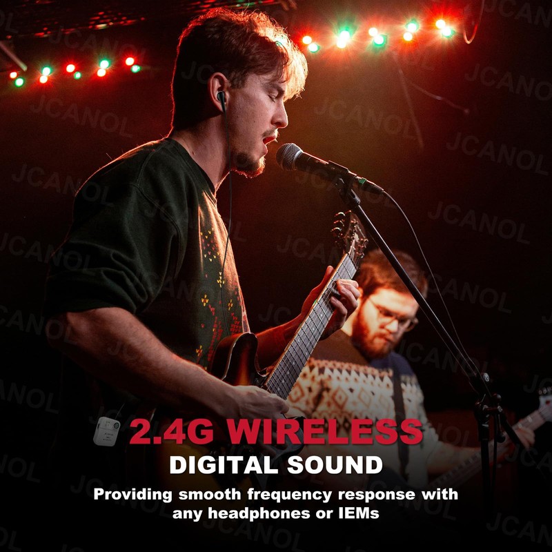 JCANOL Wireless in Ear Monitor System, 2.4G Stereo Wireless IEM