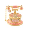 QIFU Hand Painted Telephone Pink Enameled Trinket Box with Hinged