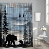 Rustic Forest Bear Shower Curtain Cabin Farmhouse Animal 70x70 inch