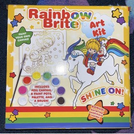 crownjewlz kidz RAINBOW BRITE Girls Art Kit ~Foil Canvas, Paints, Brush & Pallet + Bookmark! NEW
