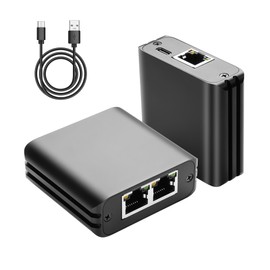 GINTOOYUN RJ45 Ethernet Splitter 1 to 2 Out 1000Mbps High Speed Gigabit Switch Network Splitter Internet Distributor with USB Power Cable for Cat5/5e/6/7/8 Cables (2 Computers at The Same Time)