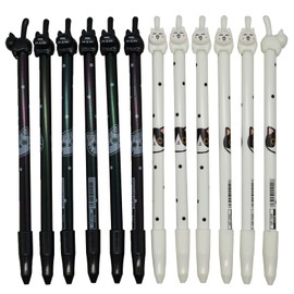 Lopenle 12PCS Kawaii Cat Pens Cat Tail Gel Pen For Cat Lovers Cute Animal Pens Fun Black Ink Rollerball Pens For De...