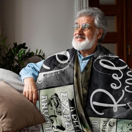 Fishing Gifts for Grandpa Birthday, Grandpa Fishing Gifts Throw Blanket 60" x 50", Fishing Grandpa Birthday Gifts, Fishing Gifts for Men, Fishing Lovers Gifts for Grandpa, Gift for Fisherman