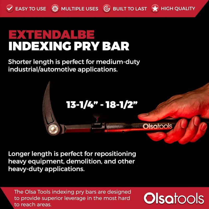 Olsa Tools Extendable Pry Bar With Ergonomic Grip Adjustable 133