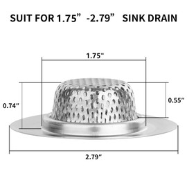 Ohtomber 2PCS Stainless Steel Bathtub Drain Strainer Cover - 2.79 inch Shower Hair Drain Catcher, Sink Strainer Filter Basket for Bathroom Sink, Wash Basin, Floor